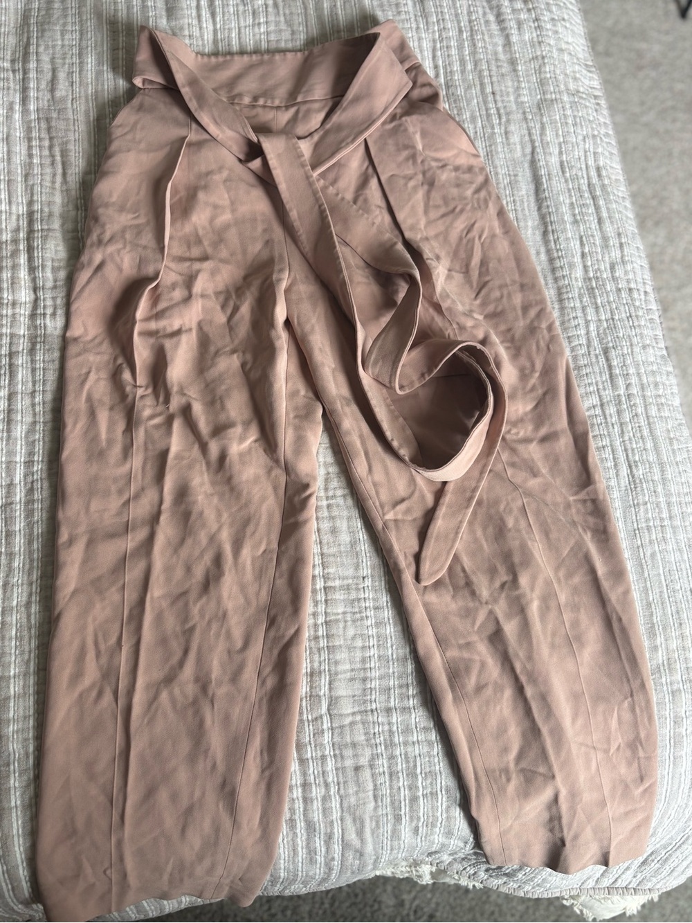 Babaton Blush High-Waist Tie-Belt Wide Leg Pants